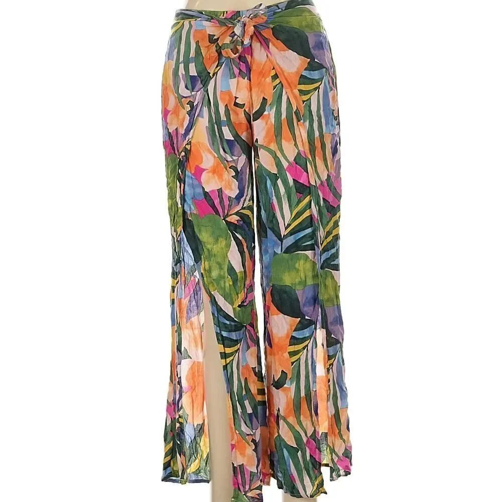 Kona Sol tropical print women’s blousy pants size small